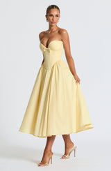 PRIM MIDI DRESS - LEMON