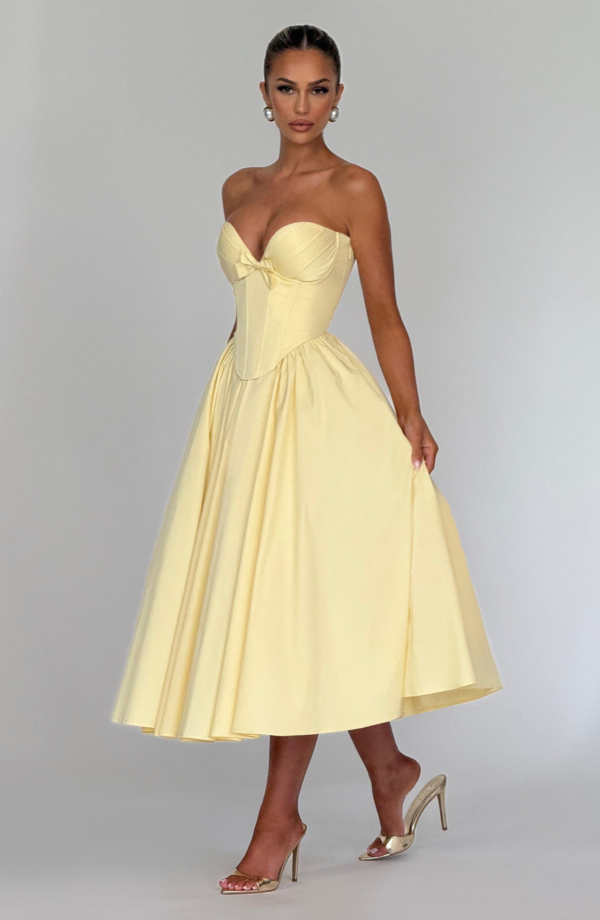 PRIM MIDI DRESS - LEMON
