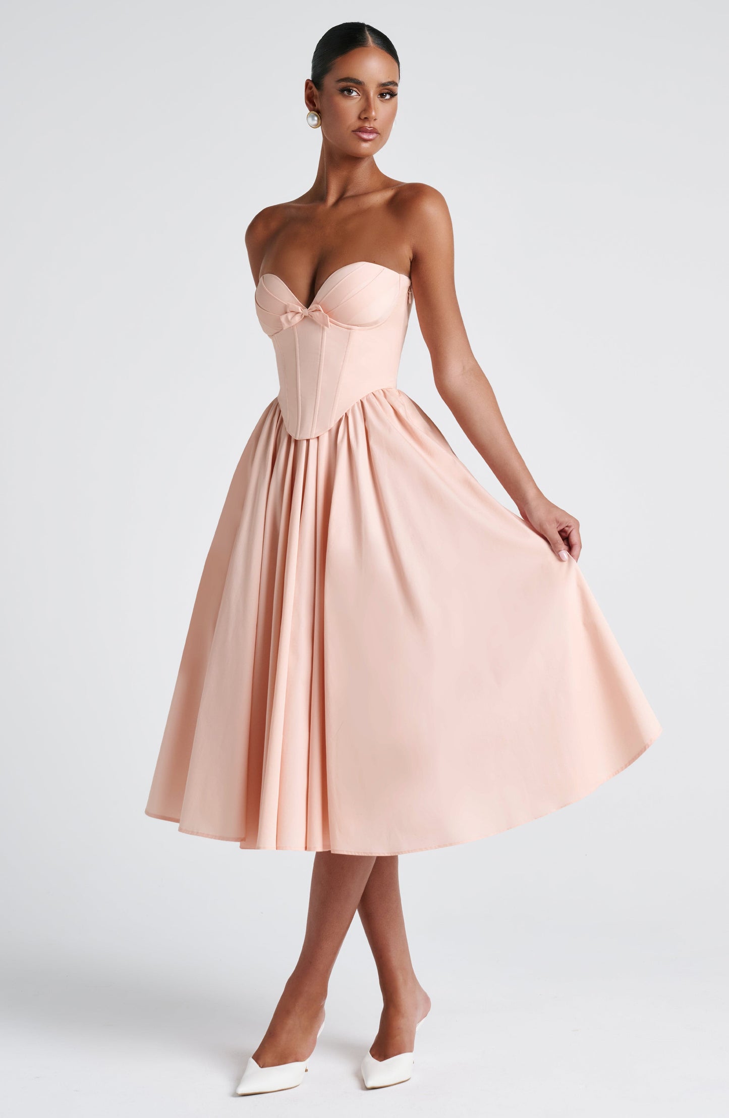 PRIM MIDI DRESS - SOFT PEACH