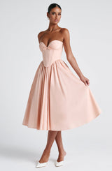 PRIM MIDI DRESS - SOFT PEACH