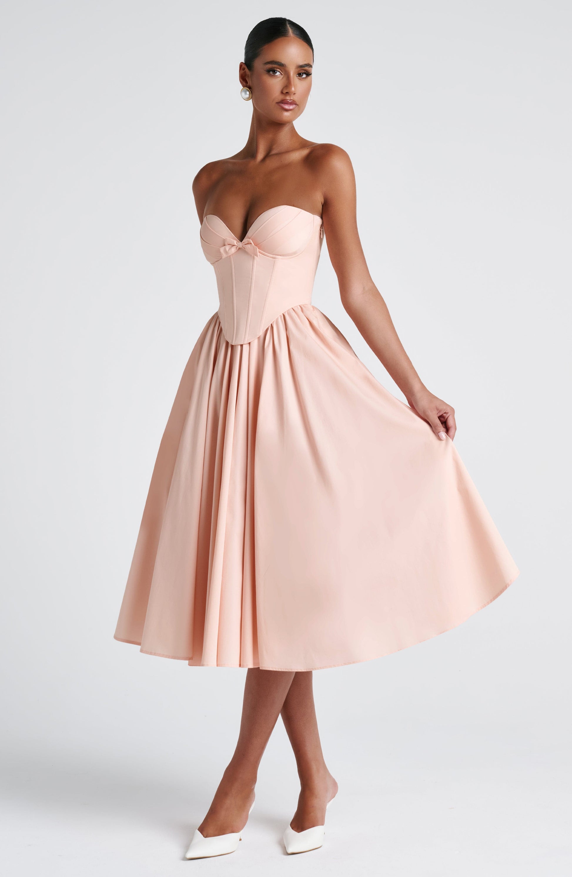 PRIM MIDI DRESS - SOFT PEACH