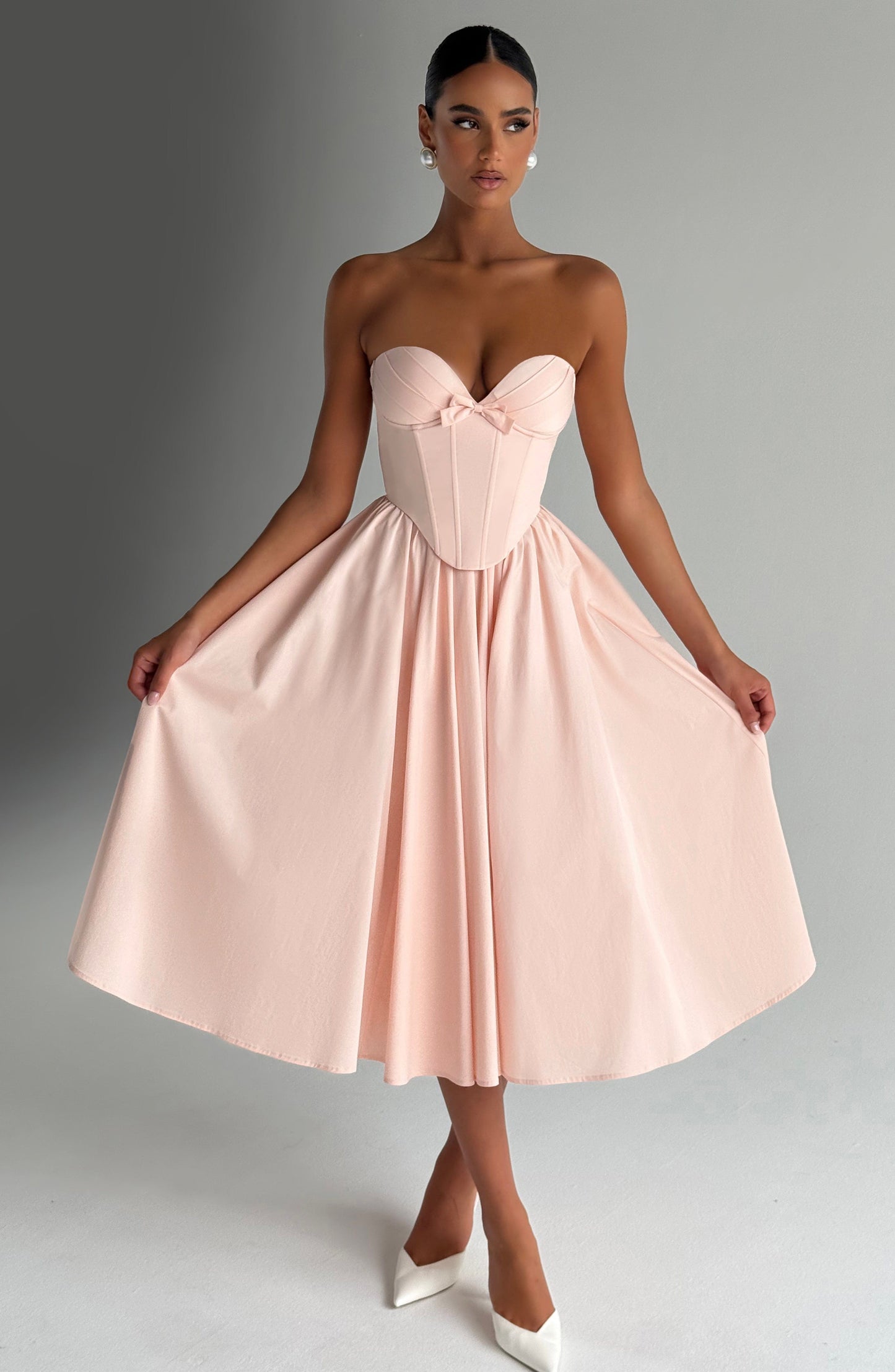 PRIM MIDI DRESS - SOFT PEACH