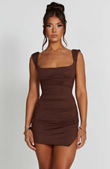 RIA MINI DRESS - CHOCOLATE
