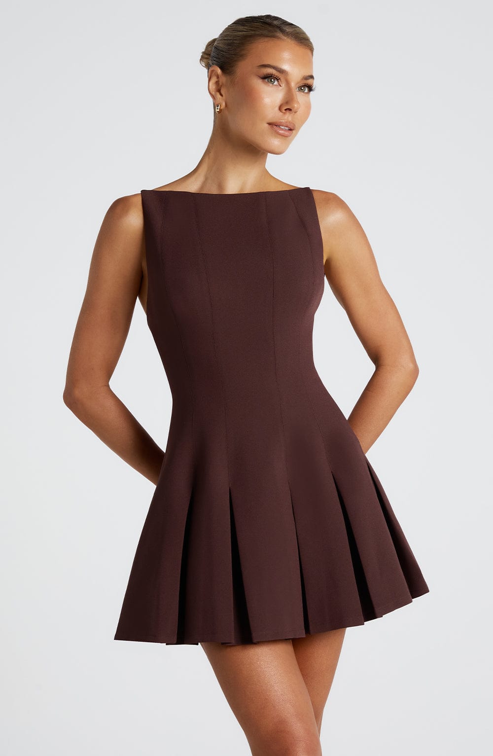 RORY MINI DRESS - PLUM BROWN