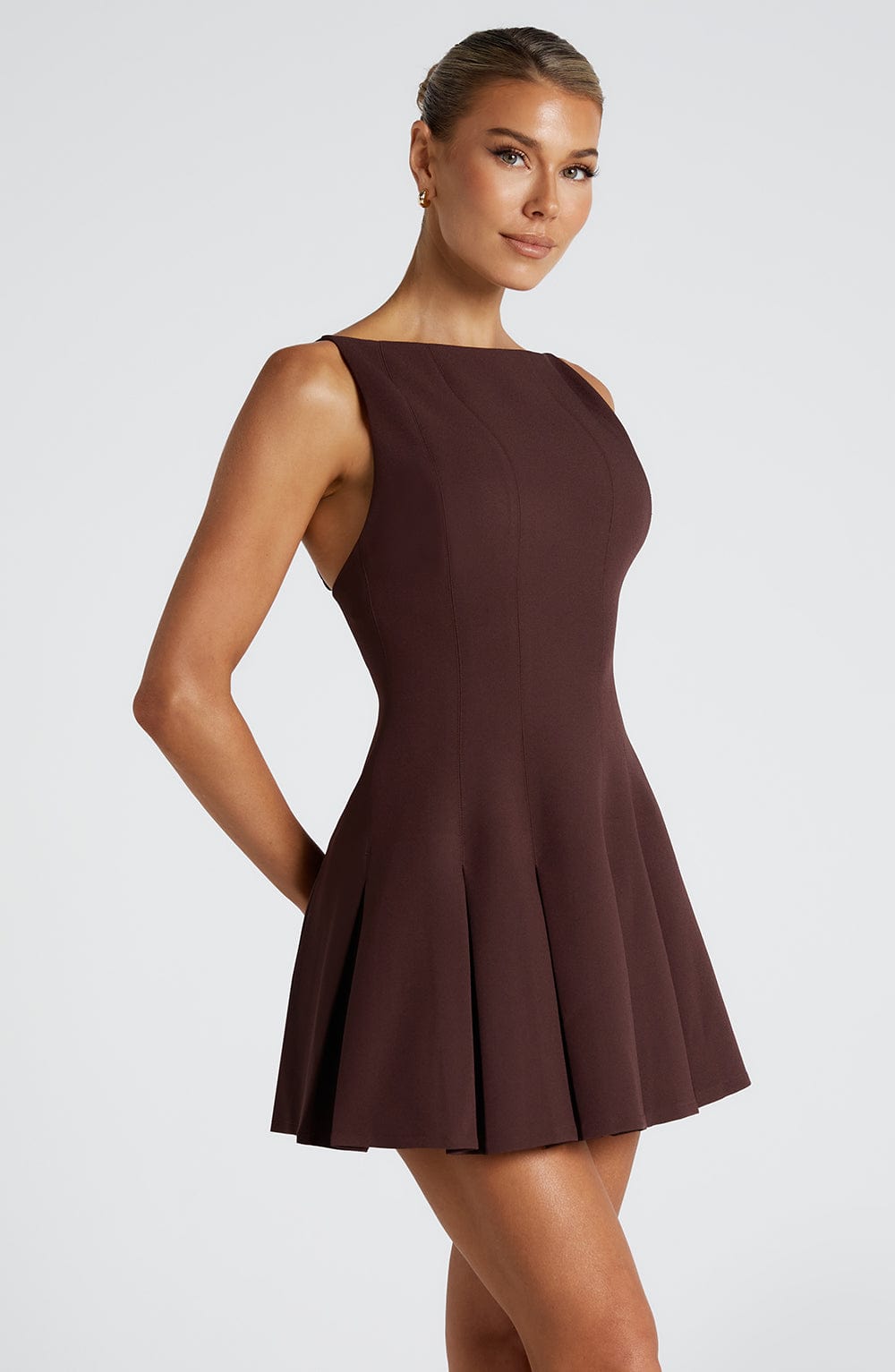 RORY MINI DRESS - PLUM BROWN