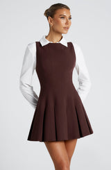 RORY MINI DRESS - PLUM BROWN