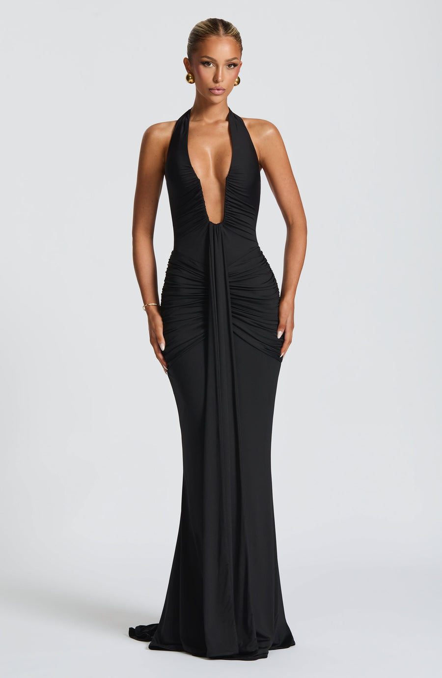VESTIDO LARGO ROSETTA - NEGRO