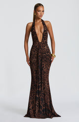 ROSETTA MAXI DRESS - LEOPARD PRINT