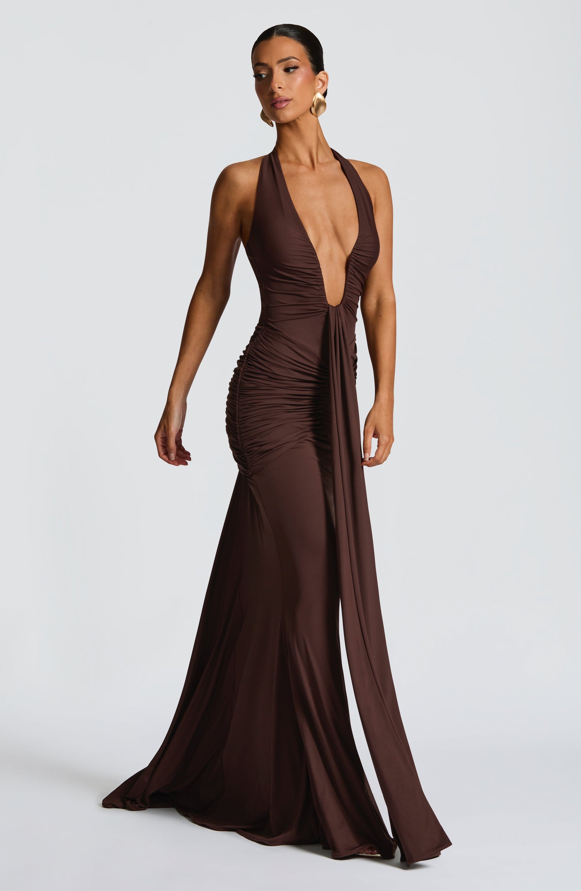 ROSETTA MAXI DRESS - PLUM BROWN