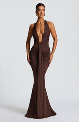 ROSETTA MAXI DRESS - PLUM BROWN