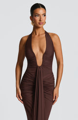 ROSETTA MAXI DRESS - PLUM BROWN