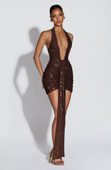 ROSETTA MINI DRESS - PLUM BROWN SPARKLE