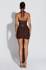 ROSETTA MINI DRESS - PLUM BROWN SPARKLE