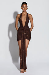 ROSETTA MINI DRESS - PLUM BROWN SPARKLE
