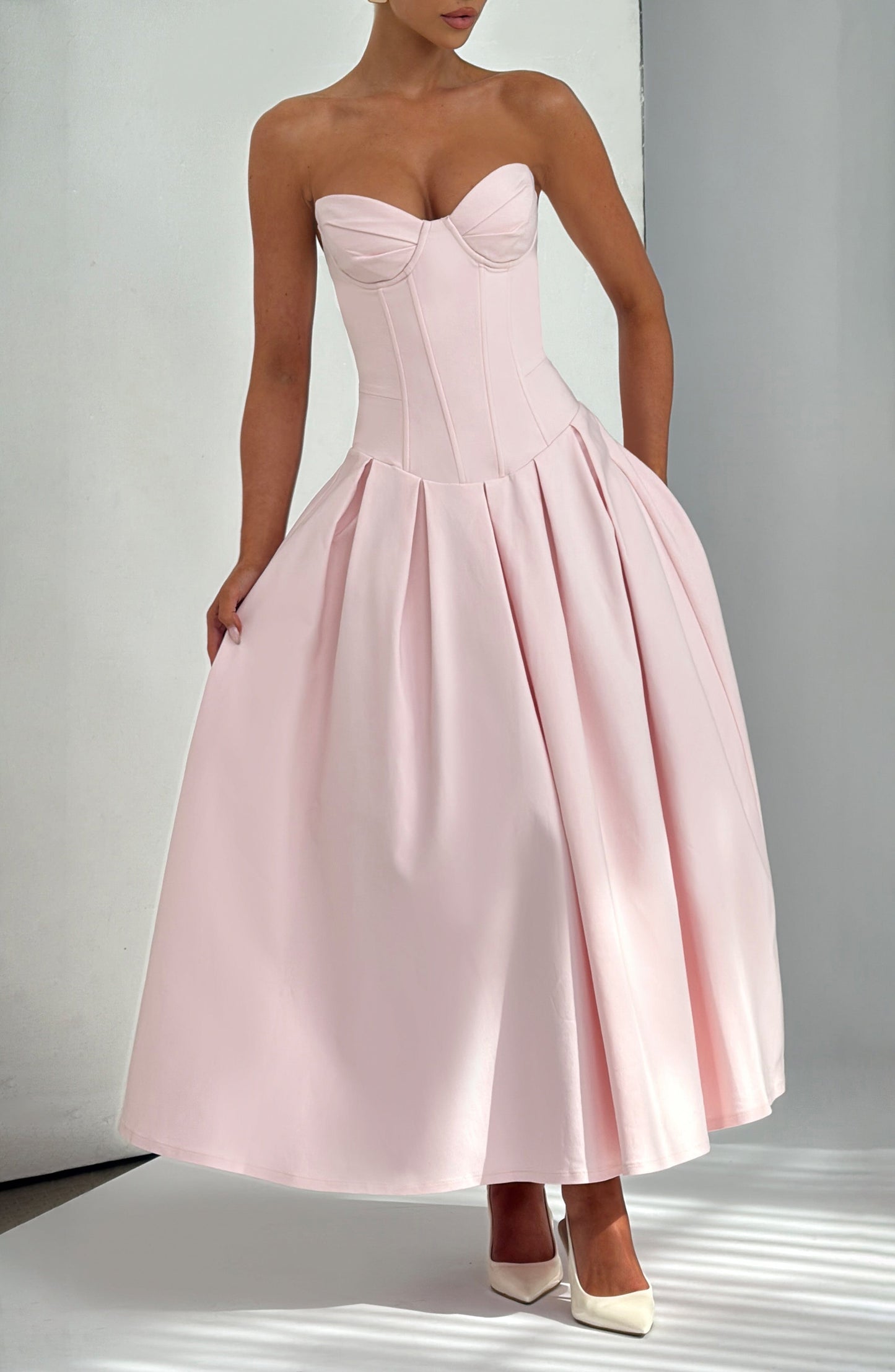 SALMA MIDI DRESS - BLUSH