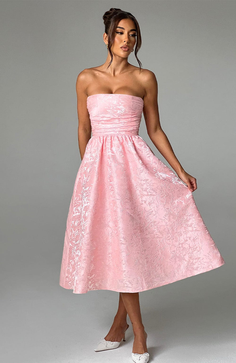 VESTIDO MIDI SAOIRSE - ROSA CLARO