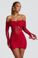 SAULINE MINI DRESS - RED
