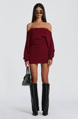 SAWYER MINI DRESS - BURGUNDY