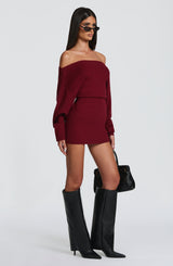 SAWYER MINI DRESS - BURGUNDY