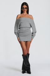 SAWYER MINI DRESS - LIGHT GREY