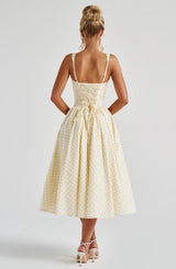 SHERRIE MIDI DRESS - LEMON GINGHAM