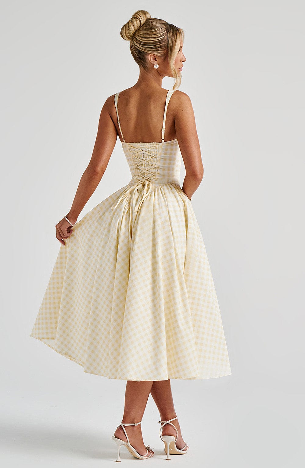 SHERRIE MIDI DRESS - LEMON GINGHAM