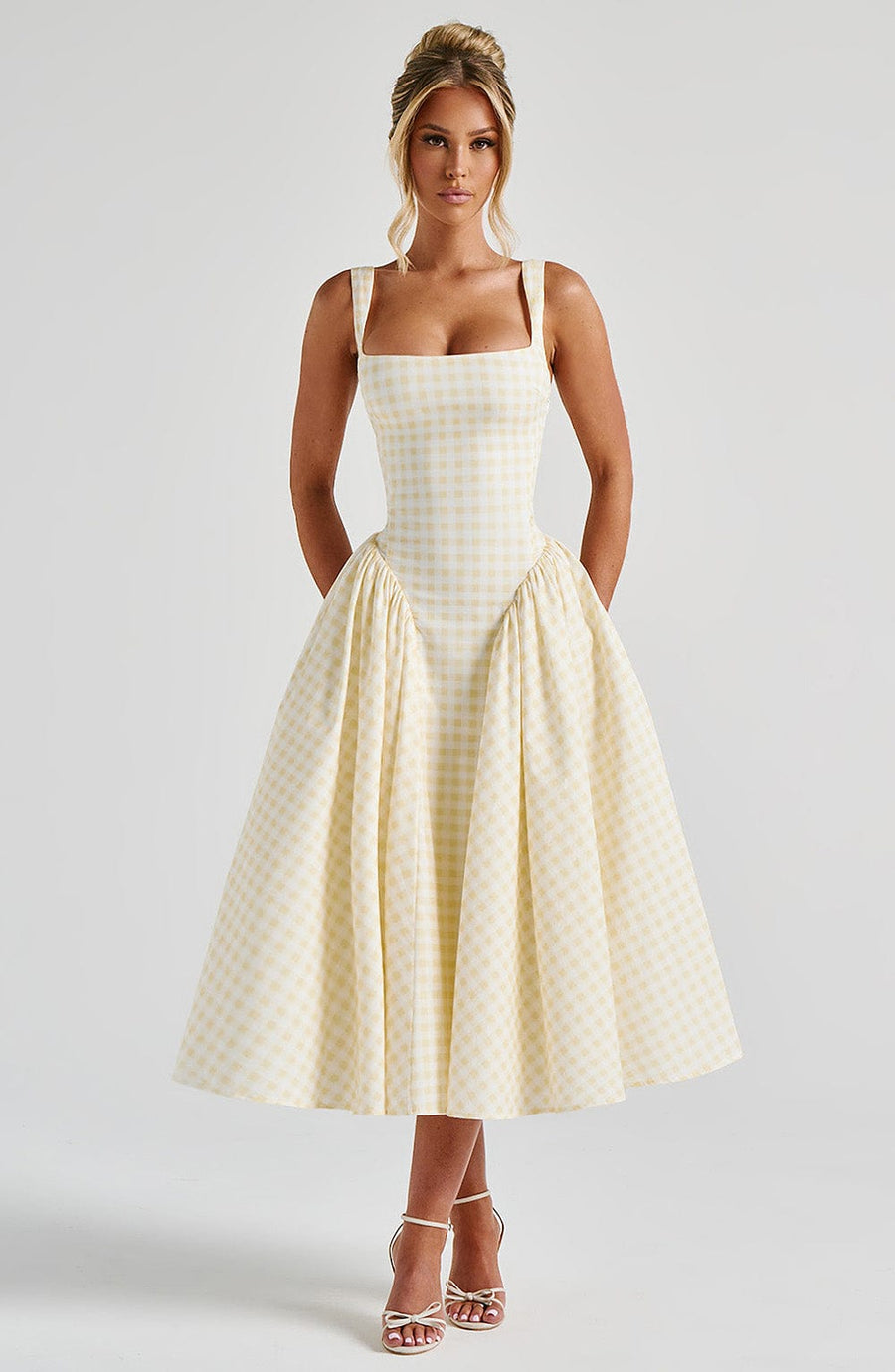 VESTIDO MIDI SHERRIE - GUINGÁN LIMÓN