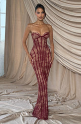 SIAN MAXI DRESS - BURGUNDY
