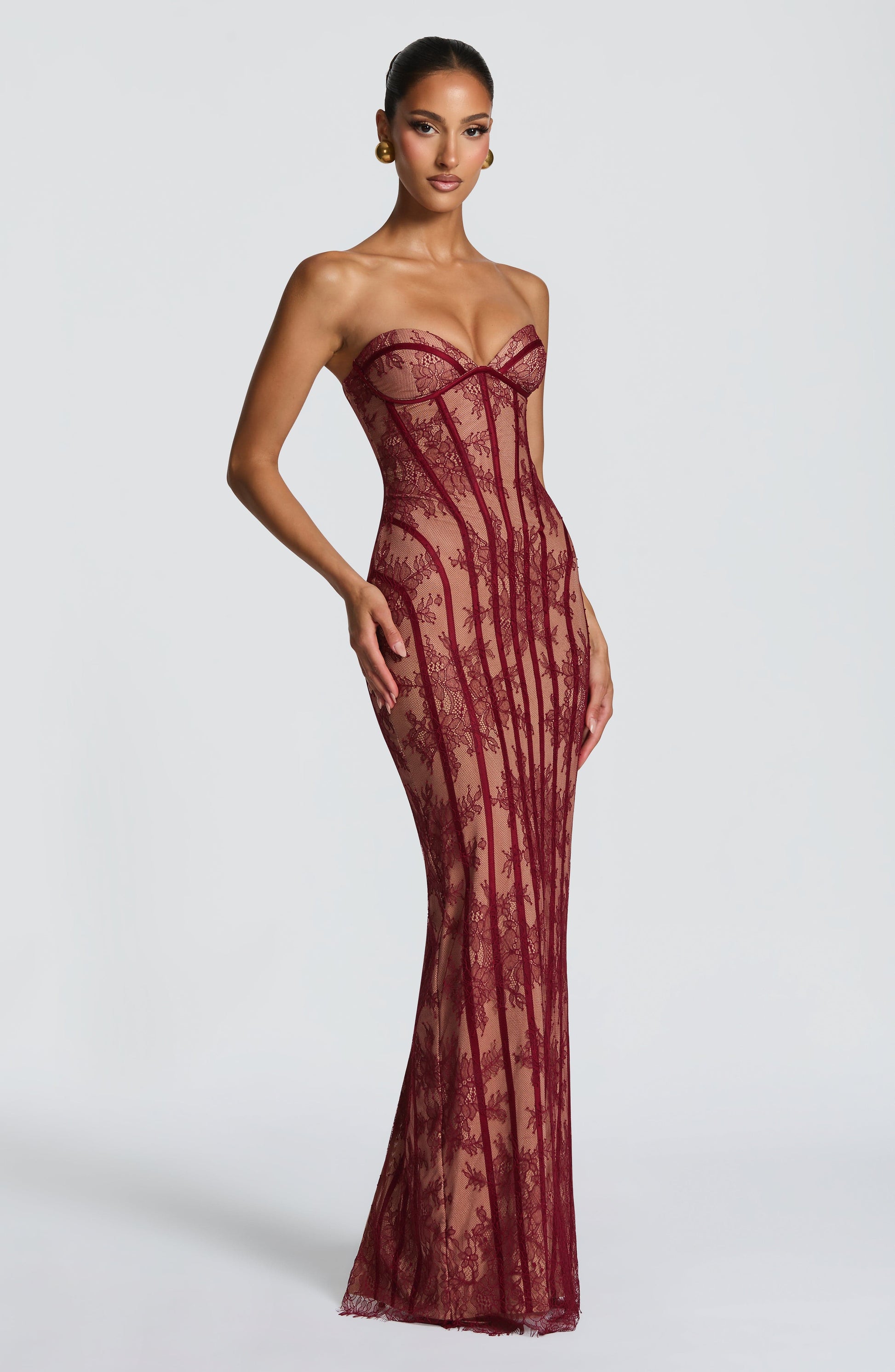 SIAN MAXI DRESS - BURGUNDY