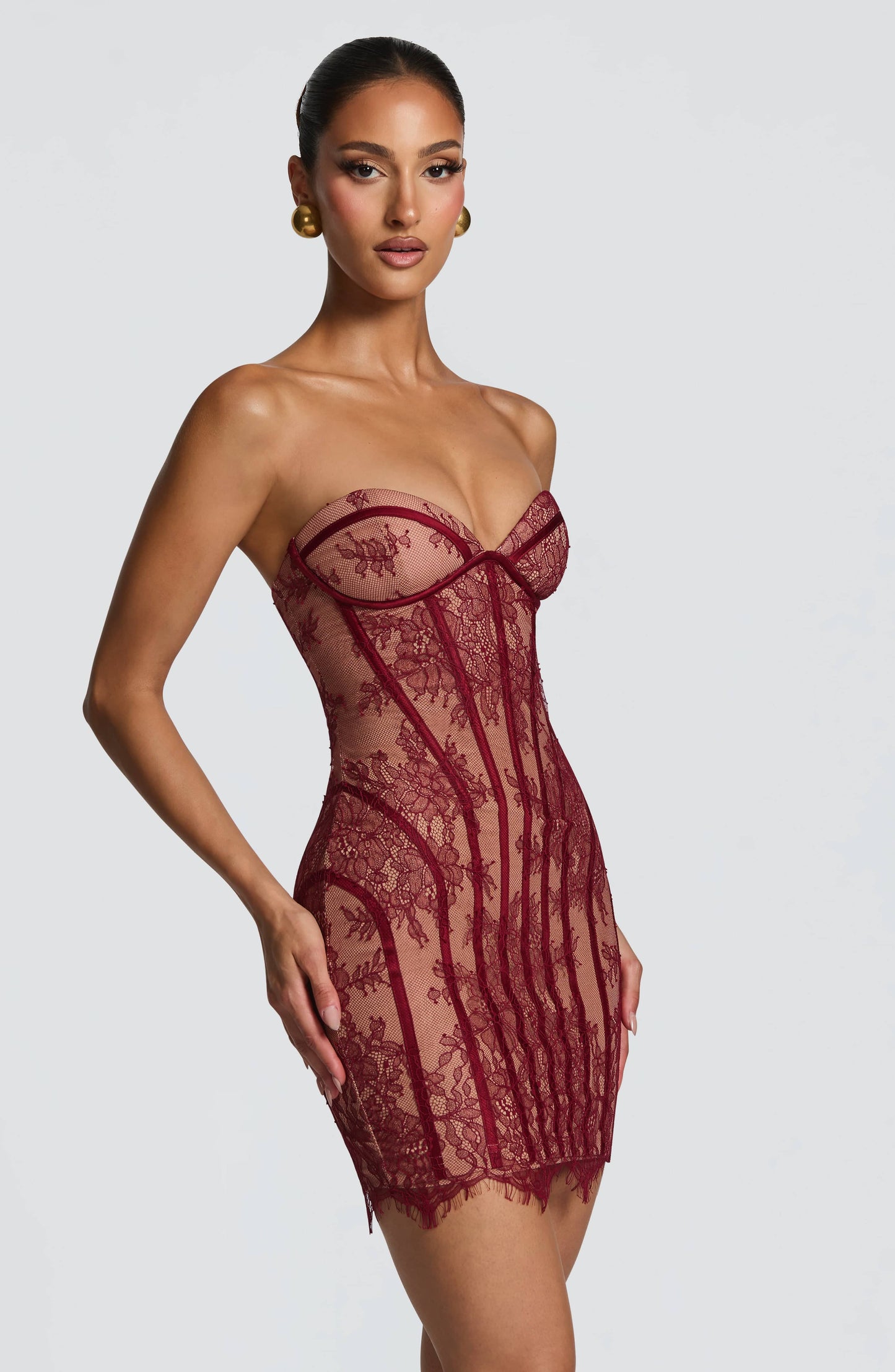 SIAN MINI DRESS - BURGUNDY