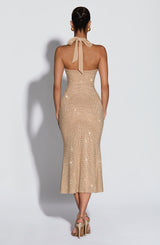 SONORA MIDI DRESS - GOLD