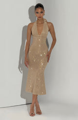 SONORA MIDI DRESS - GOLD