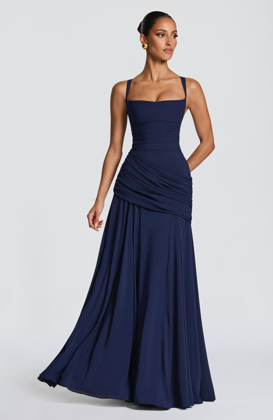 VESTIDO LARGO SURA - AZUL MARINO