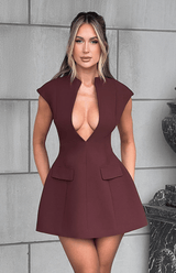 SURI MINI DRESS - BROWN