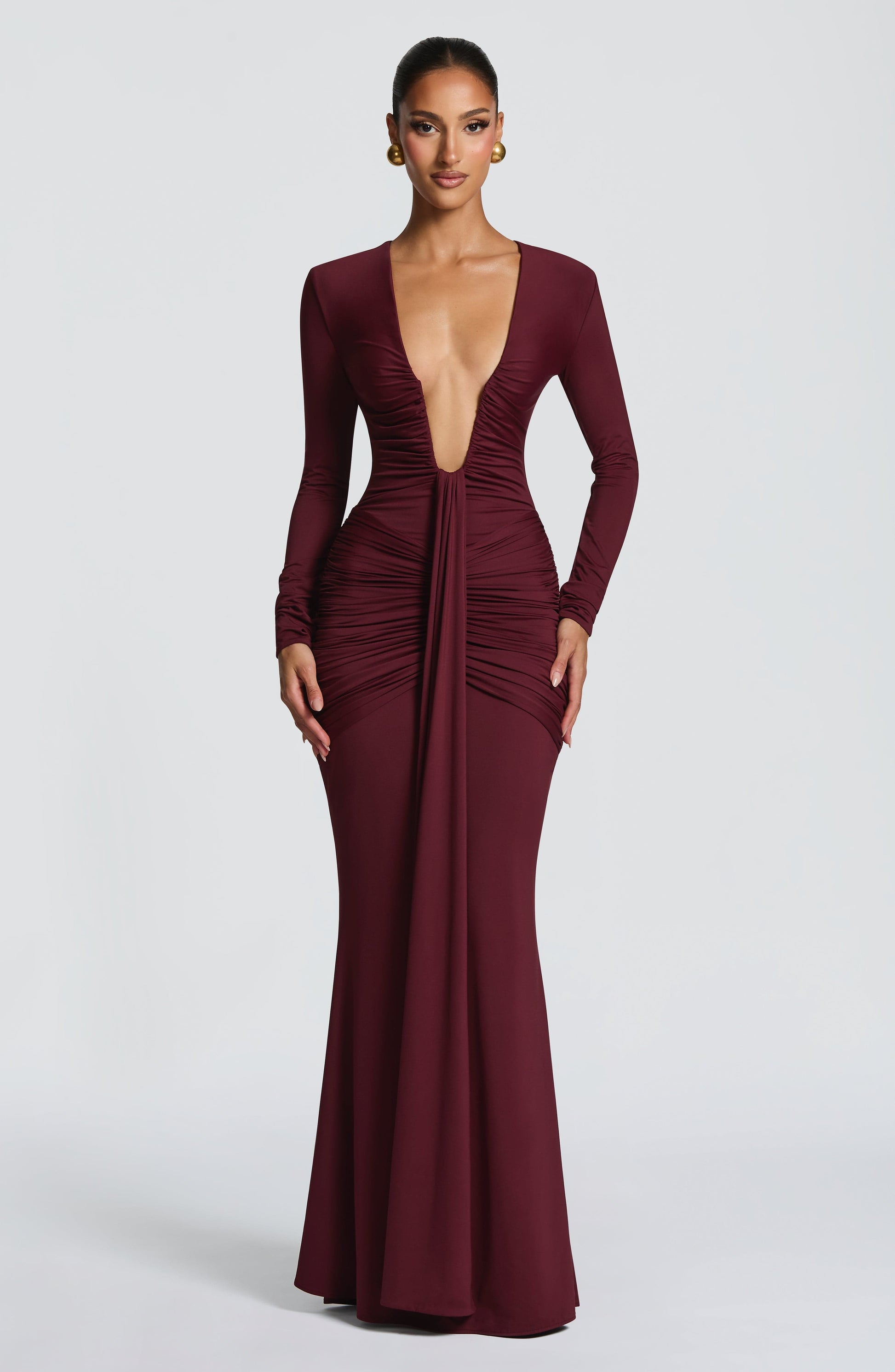 TARA MAXI DRESS - CHERRY LACQUER