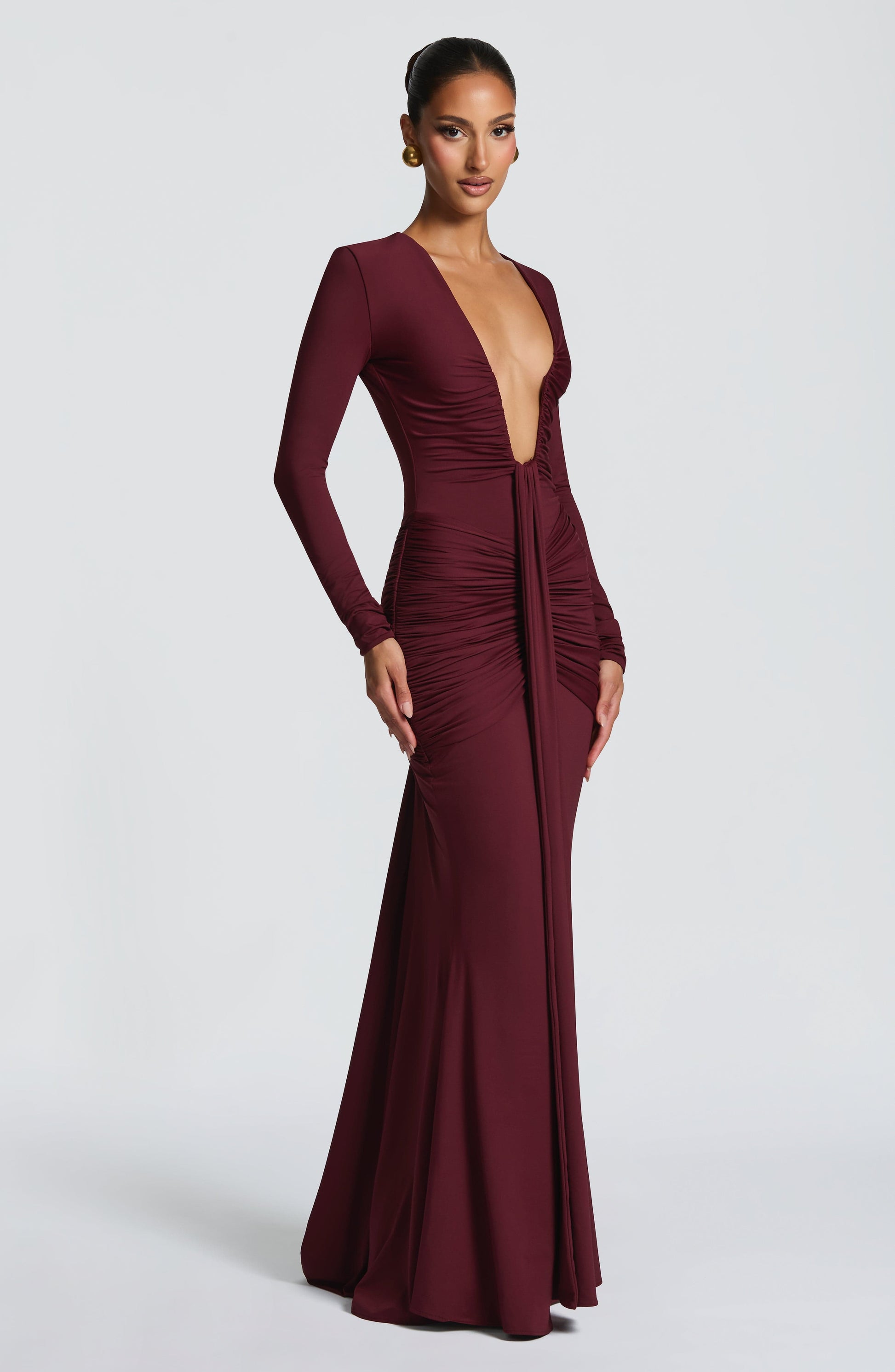 TARA MAXI DRESS - CHERRY LACQUER