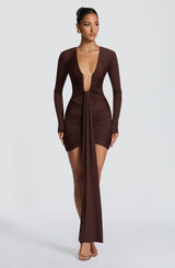 TARA MINI DRESS - PLUM BROWN