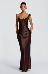 THALASSA MAXI DRESS - PLUM BROWN