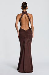 THEKLA MAXI DRESS - PLUM BROWN