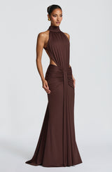 THEKLA MAXI DRESS - PLUM BROWN
