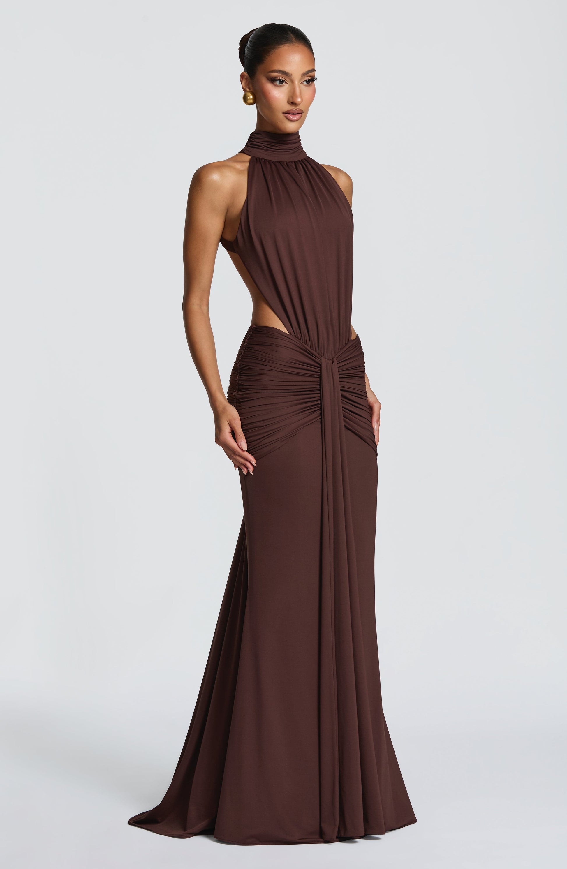 THEKLA MAXI DRESS - PLUM BROWN