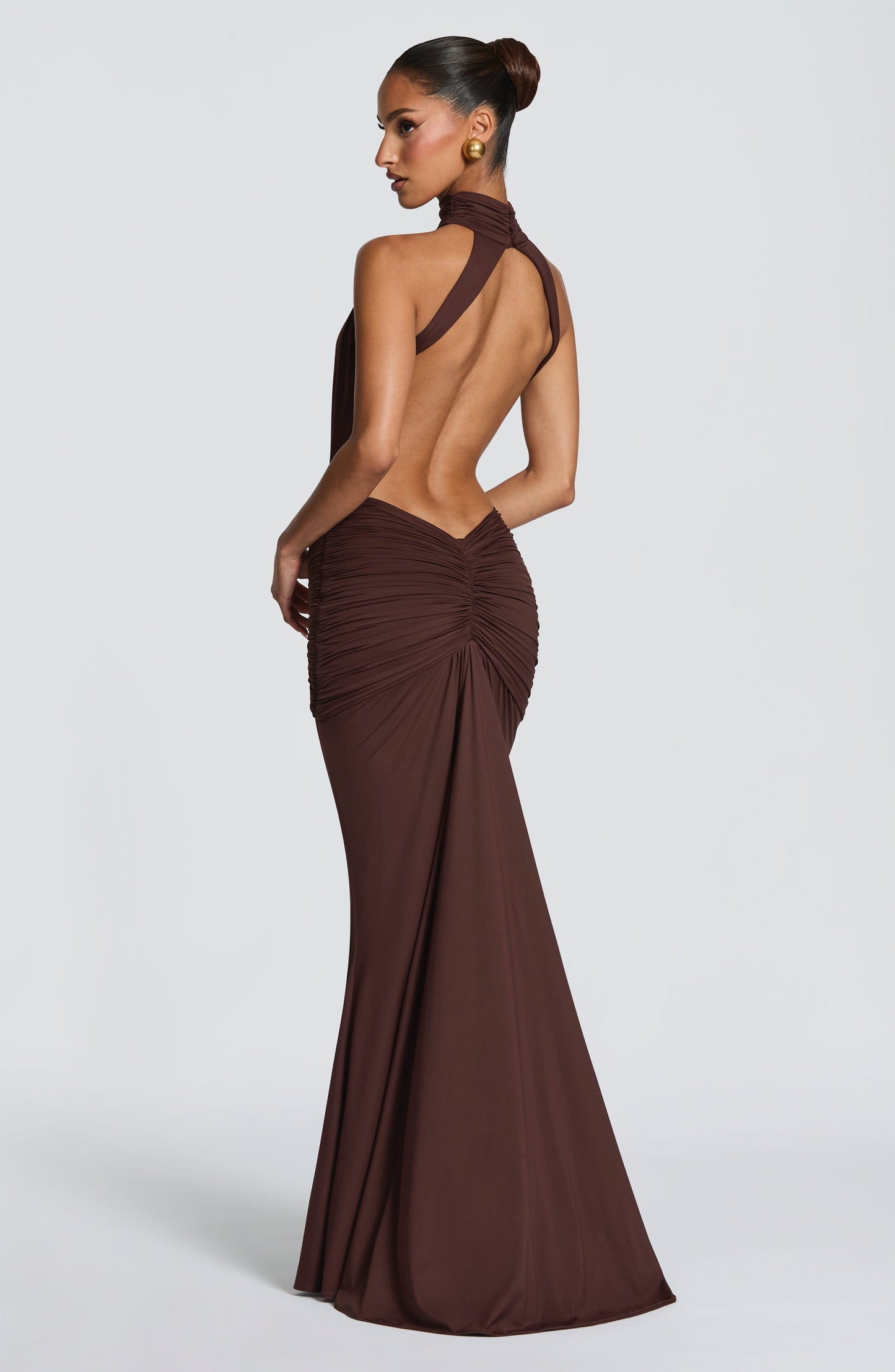 THEKLA MAXI DRESS - PLUM BROWN