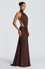 THEKLA MAXI DRESS - PLUM BROWN