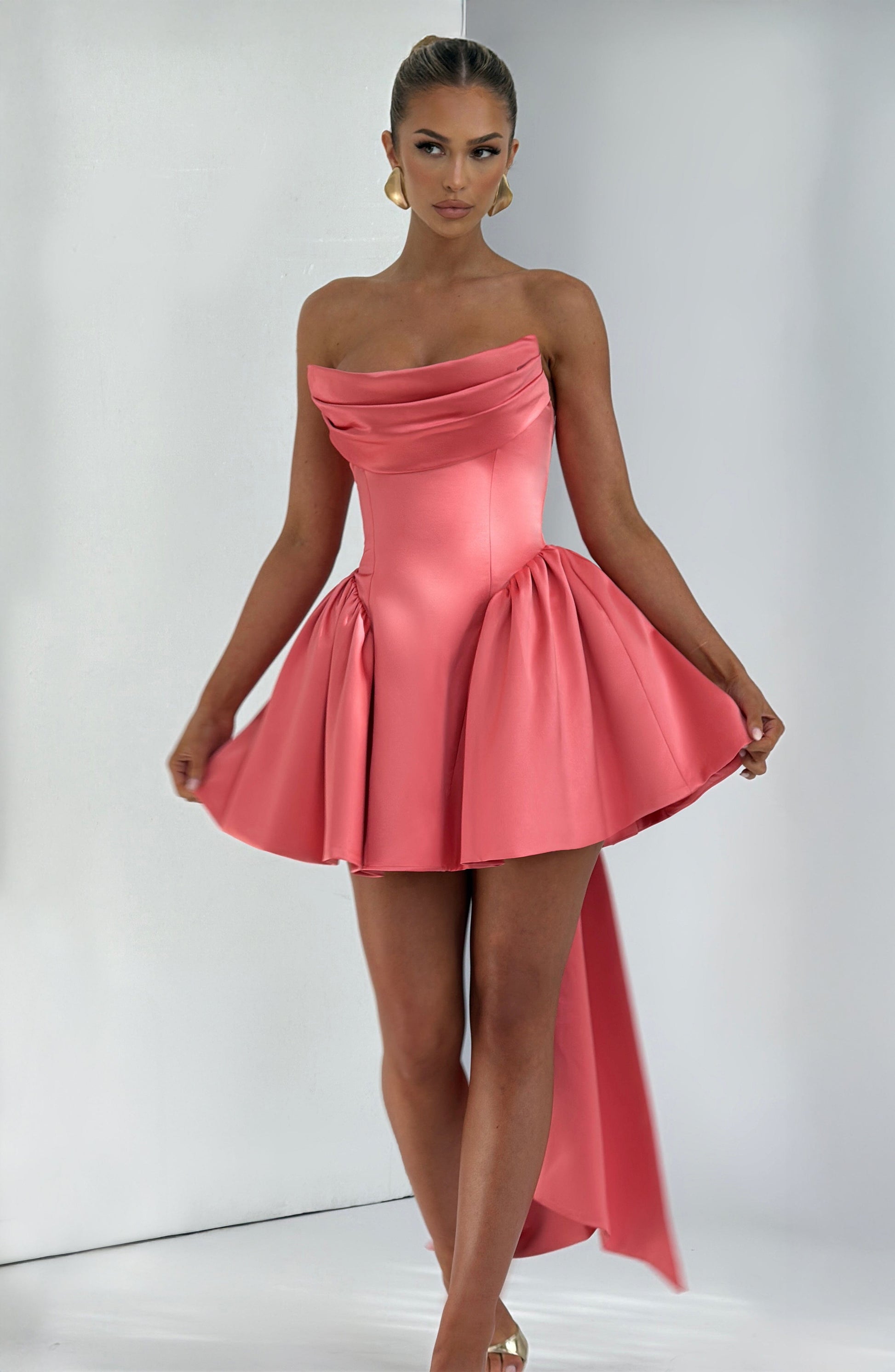 TRINITY MINI DRESS - CORAL PINK