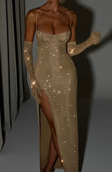 TRIXIE MAXI DRESS - GOLD SPARKLE