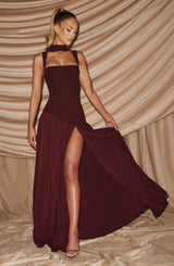 TULLULAH MAXI DRESS - CHERRY LACQUER