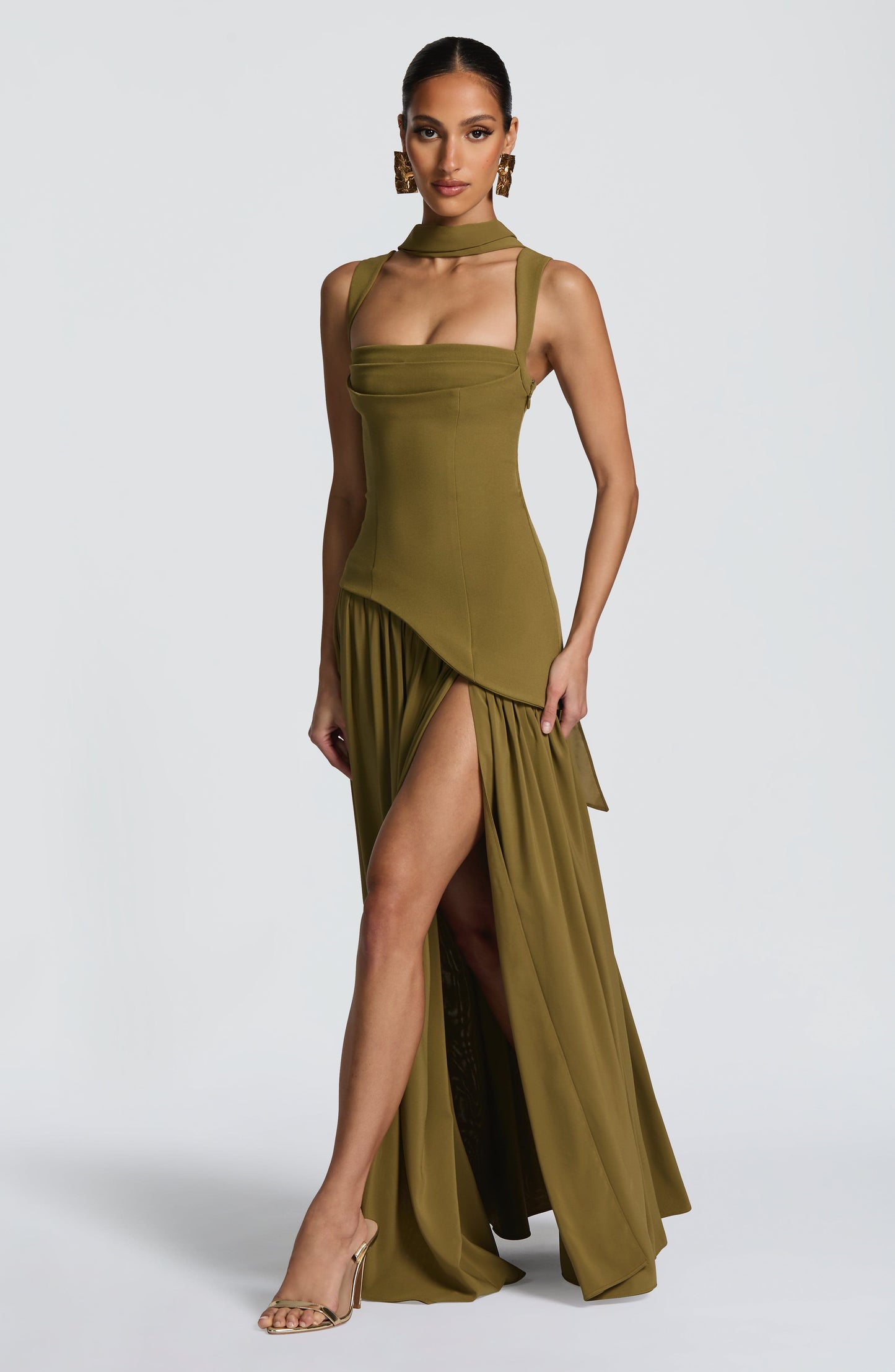 TULLULAH MAXI DRESS - DEEP OLIVE