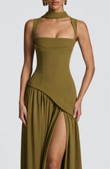 TULLULAH MAXI DRESS - DEEP OLIVE