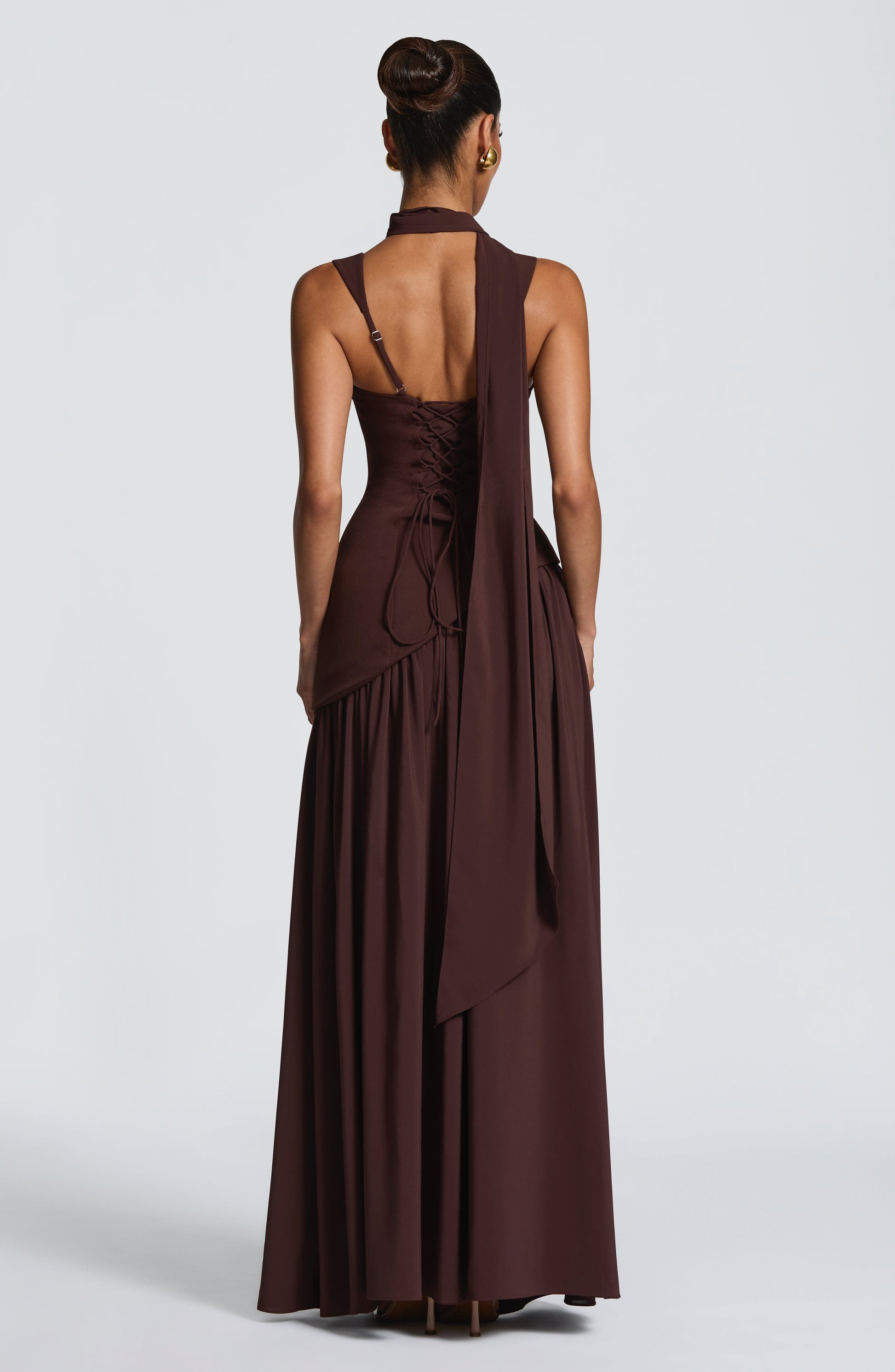 TULLULAH MAXI DRESS - PLUM BROWN