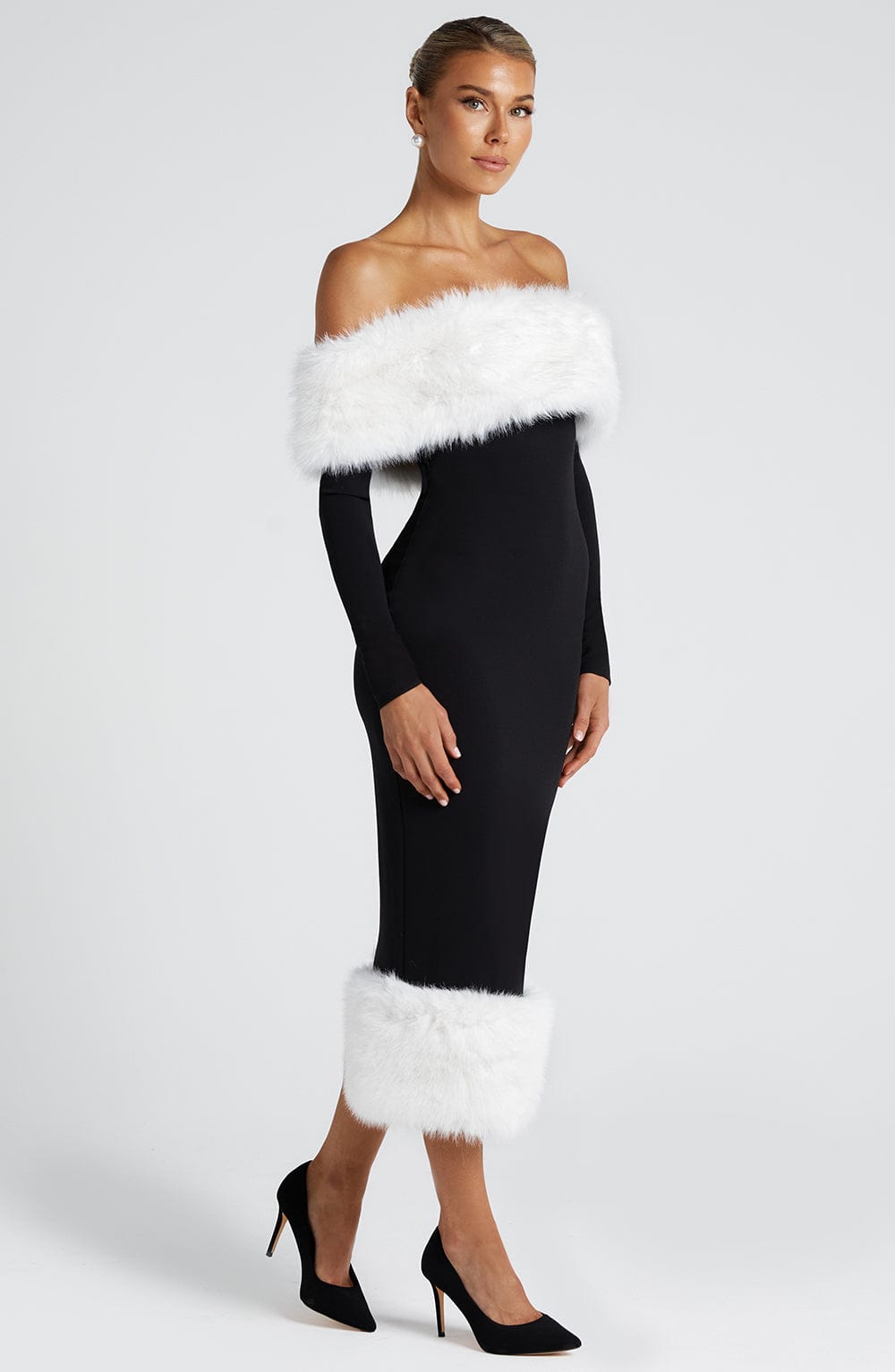 VITTORIA MIDI DRESS - BLACK/WHITE
